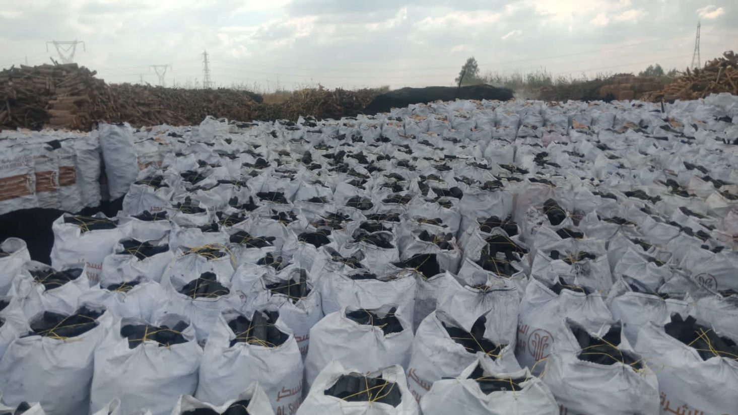 σακιά με ξυλοκάρβουνα